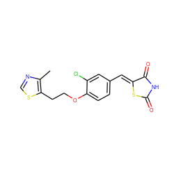 Cc1ncsc1CCOc1ccc(/C=C2\SC(=O)NC2=O)cc1Cl ZINC000096282300