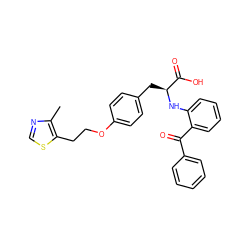 Cc1ncsc1CCOc1ccc(C[C@H](Nc2ccccc2C(=O)c2ccccc2)C(=O)O)cc1 ZINC000013782255