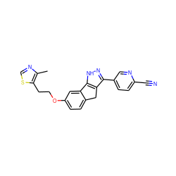 Cc1ncsc1CCOc1ccc2c(c1)-c1[nH]nc(-c3ccc(C#N)nc3)c1C2 ZINC000028951617