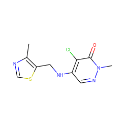 Cc1ncsc1CNc1cnn(C)c(=O)c1Cl ZINC000134350789