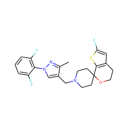 Cc1nn(-c2c(F)cccc2F)cc1CN1CCC2(CC1)OCCc1cc(F)sc12 ZINC000169308840