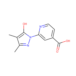 Cc1nn(-c2cc(C(=O)O)ccn2)c(O)c1C ZINC000146865500