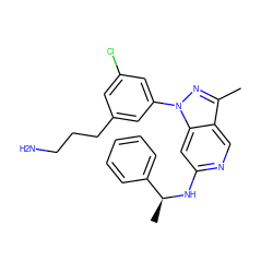 Cc1nn(-c2cc(Cl)cc(CCCN)c2)c2cc(N[C@@H](C)c3ccccc3)ncc12 ZINC000040973378