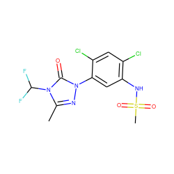 Cc1nn(-c2cc(NS(C)(=O)=O)c(Cl)cc2Cl)c(=O)n1C(F)F ZINC000000967720