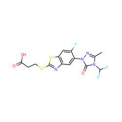 Cc1nn(-c2cc3nc(SCCC(=O)O)sc3cc2F)c(=O)n1C(F)F ZINC000103196773