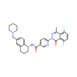 Cc1nn(-c2ccc(C(=O)N[C@@H]3CCCc4cc(CN5CCCCC5)ccc43)cn2)c(=O)c2c(F)ccc(F)c12 ZINC000072125998