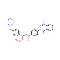 Cc1nn(-c2ccc(C(=O)N[C@@H]3CCOc4cc(CN5CCCCC5)ccc43)cc2)c(=O)c2c(Cl)cccc12 ZINC000072125997