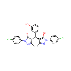 Cc1nn(-c2ccc(Cl)cc2)c(O)c1[C@H](c1cccc(O)c1)c1c(C)[nH]n(-c2ccc(Cl)cc2)c1=O ZINC000101620041