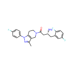 Cc1nn(-c2ccc(F)cc2)c2c1CN(C(=O)C[C@H](N)Cc1cc(F)ccc1F)CC2 ZINC000014948945