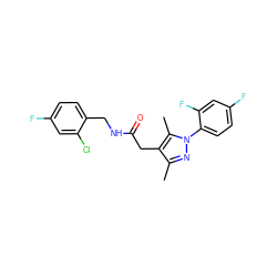 Cc1nn(-c2ccc(F)cc2F)c(C)c1CC(=O)NCc1ccc(F)cc1Cl ZINC000095565686