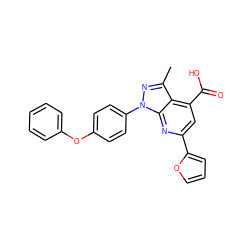 Cc1nn(-c2ccc(Oc3ccccc3)cc2)c2nc(-c3ccco3)cc(C(=O)O)c12 ZINC001772600656