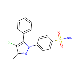 Cc1nn(-c2ccc(S(N)(=O)=O)cc2)c(-c2ccccc2)c1Cl ZINC000003814711