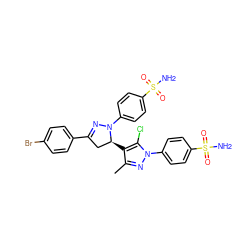 Cc1nn(-c2ccc(S(N)(=O)=O)cc2)c(Cl)c1[C@H]1CC(c2ccc(Br)cc2)=NN1c1ccc(S(N)(=O)=O)cc1 ZINC000474609021