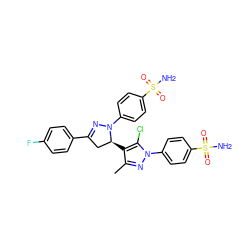 Cc1nn(-c2ccc(S(N)(=O)=O)cc2)c(Cl)c1[C@H]1CC(c2ccc(F)cc2)=NN1c1ccc(S(N)(=O)=O)cc1 ZINC000474604822