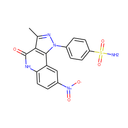 Cc1nn(-c2ccc(S(N)(=O)=O)cc2)c2c1c(=O)[nH]c1ccc([N+](=O)[O-])cc12 ZINC000013588968