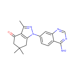 Cc1nn(-c2ccc3c(N)ncnc3c2)c2c1C(=O)CC(C)(C)C2 ZINC000084615638