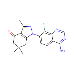 Cc1nn(-c2ccc3c(N)ncnc3c2F)c2c1C(=O)CC(C)(C)C2 ZINC000084602988