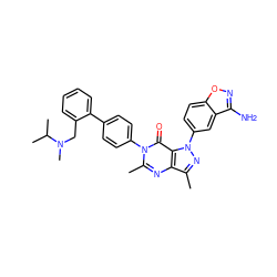 Cc1nn(-c2ccc3onc(N)c3c2)c2c(=O)n(-c3ccc(-c4ccccc4CN(C)C(C)C)cc3)c(C)nc12 ZINC000014951269