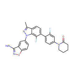 Cc1nn(-c2ccc3onc(N)c3c2)c2c(F)c(-c3ccc(N4CCCCC4=O)cc3F)ccc12 ZINC000028964200