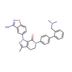 Cc1nn(-c2ccc3onc(N)c3c2)c2c1CCN(c1ccc(-c3ccccc3CN(C)C)cc1)C2=O ZINC000003979346