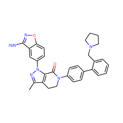 Cc1nn(-c2ccc3onc(N)c3c2)c2c1CCN(c1ccc(-c3ccccc3CN3CCCC3)cc1)C2=O ZINC000014950457