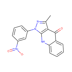 Cc1nn(-c2cccc([N+](=O)[O-])c2)c2[nH]c3ccccc3c(=O)c12 ZINC000012405812