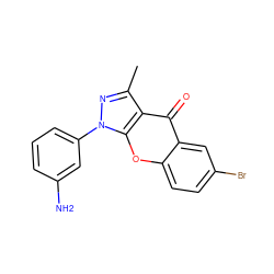 Cc1nn(-c2cccc(N)c2)c2oc3ccc(Br)cc3c(=O)c12 ZINC000012405806