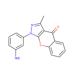 Cc1nn(-c2cccc(N)c2)c2oc3ccccc3c(=O)c12 ZINC000012405788