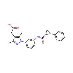 Cc1nn(-c2cccc(NC(=O)[C@H]3C[C@@H]3c3ccccc3)c2)c(C)c1CC(=O)O ZINC000096270513