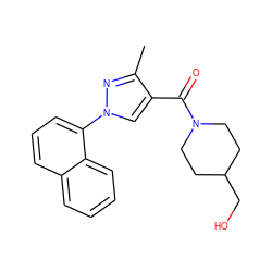 Cc1nn(-c2cccc3ccccc23)cc1C(=O)N1CCC(CO)CC1 ZINC001772632164