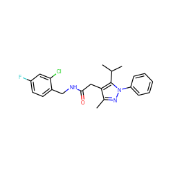 Cc1nn(-c2ccccc2)c(C(C)C)c1CC(=O)NCc1ccc(F)cc1Cl ZINC000095565307