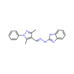 Cc1nn(-c2ccccc2)c(C)c1/C=N/Nc1nc2ccccc2[nH]1 ZINC000005455813