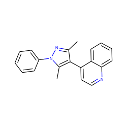 Cc1nn(-c2ccccc2)c(C)c1-c1ccnc2ccccc12 ZINC000084634343