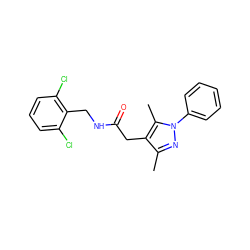 Cc1nn(-c2ccccc2)c(C)c1CC(=O)NCc1c(Cl)cccc1Cl ZINC000095553096