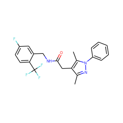 Cc1nn(-c2ccccc2)c(C)c1CC(=O)NCc1cc(F)ccc1C(F)(F)F ZINC000095565470