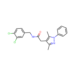 Cc1nn(-c2ccccc2)c(C)c1CC(=O)NCc1ccc(Cl)c(Cl)c1 ZINC000095566072