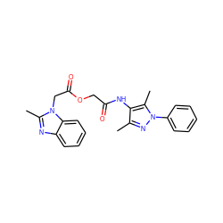 Cc1nn(-c2ccccc2)c(C)c1NC(=O)COC(=O)Cn1c(C)nc2ccccc21 ZINC000047479275