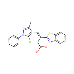 Cc1nn(-c2ccccc2)c(Cl)c1/C=C(\CC(=O)O)c1nc2ccccc2s1 ZINC000007156368