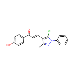 Cc1nn(-c2ccccc2)c(Cl)c1/C=C/C(=O)c1ccc(O)cc1 ZINC000007166495