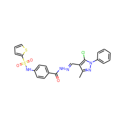 Cc1nn(-c2ccccc2)c(Cl)c1/C=N/NC(=O)c1ccc(NS(=O)(=O)c2cccs2)cc1 ZINC000006146529