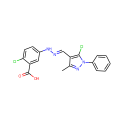 Cc1nn(-c2ccccc2)c(Cl)c1/C=N/Nc1ccc(Cl)c(C(=O)O)c1 ZINC000004933152