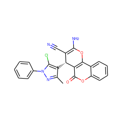 Cc1nn(-c2ccccc2)c(Cl)c1[C@@H]1C(C#N)=C(N)Oc2c1c(=O)oc1ccccc21 ZINC000000850027