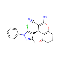 Cc1nn(-c2ccccc2)c(Cl)c1[C@H]1C(C#N)=C(N)OC2=C1C(=O)CCC2 ZINC000000808815