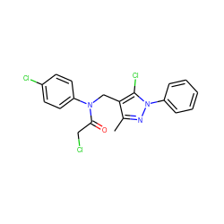 Cc1nn(-c2ccccc2)c(Cl)c1CN(C(=O)CCl)c1ccc(Cl)cc1 ZINC000000863037