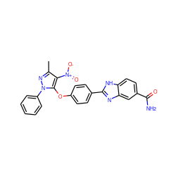 Cc1nn(-c2ccccc2)c(Oc2ccc(-c3nc4cc(C(N)=O)ccc4[nH]3)cc2)c1[N+](=O)[O-] ZINC001772637845