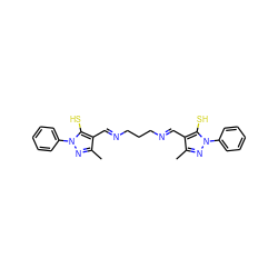 Cc1nn(-c2ccccc2)c(S)c1/C=N/CCC/N=C/c1c(C)nn(-c2ccccc2)c1S ZINC000101848895