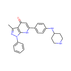 Cc1nn(-c2ccccc2)c2[nH]c(-c3ccc(NC4CCNCC4)cc3)cc(=O)c12 ZINC000149583784