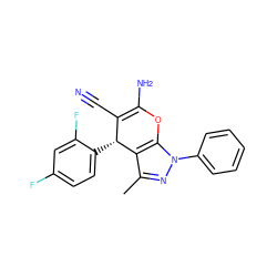 Cc1nn(-c2ccccc2)c2c1[C@H](c1ccc(F)cc1F)C(C#N)=C(N)O2 ZINC000001079231