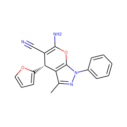 Cc1nn(-c2ccccc2)c2c1[C@H](c1ccco1)C(C#N)=C(N)O2 ZINC000000406831