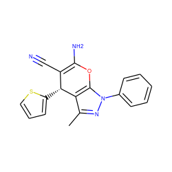 Cc1nn(-c2ccccc2)c2c1[C@H](c1cccs1)C(C#N)=C(N)O2 ZINC000000495443